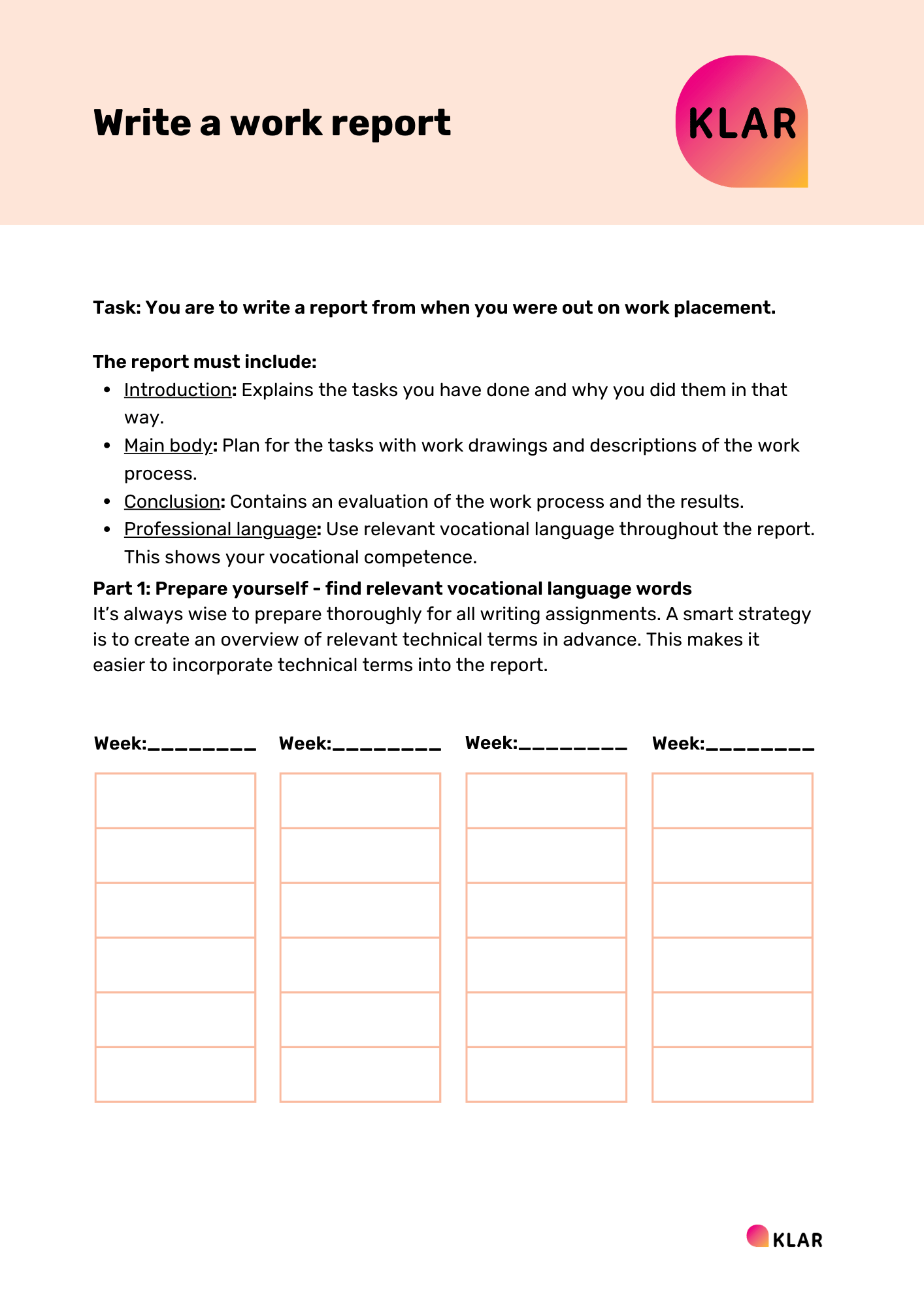 Write a work report